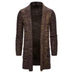 Men's Long Knitted Sweater Coats Casual Cardigan Men's X-long Knitted Cardigan Coat Solid Color Sweatercoat