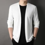 Spring Autumn Knit Cardigan Men Fashion Solid Color Stand Collar Slim Fit Comfortable Casual Men's Korean Knitted Sweater Jacket