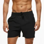 Summer  Men's Swim Trunks  Beach Shorts Elastic Closure Quick Dry Short Pants With Zipper Pockets