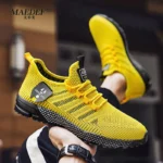Summer Shoes Men Sneakers Casual Mans Tennis Shoes Trainer Yellow Man Sneakers Sports Lightweight Breathable Running Shoes Man