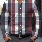 Men'S Fashion Print Shirt - Casual Polyester Long Sleeve Button-Down Lapel Collar Regular Fit Men's Clothing Men's Formal shirt