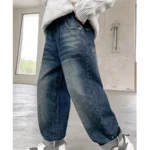 5169 5-14 years loose  for strong  boys jeans kids denim pants children trousers elastic waist