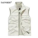 Summer Men Outdoor Cargo Breathable Sleeveless Vests Mens Fish Sport Multi Pocket Vests Coat Man Loose Casual Cardigan Waistcoat