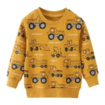Jumping Meters New Arrival Hot Selling Boys Sweatshirts Cartoon Cars Print Long Sleeve Toddler Kids Costume Autumn Children's