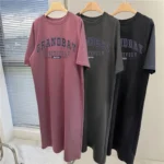 Summer Fashion Casual Trend Retro Letter-print Plus-size Loose Dress Women's Round Neck Casual Short-sleeved Home Wear