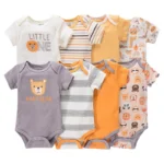 1/4Pcs Newborn Bodysuit Baby Boy Short Sleeve Jumpsuit Cartoon Print Toddler Girl Cotton Clothes 0-12Month Infant Romper Outfits