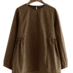 ZANZEA Women Casual Plaid Blouse Korean Lace Patchwork Tops Shirt 2024 Autumn Loose Long Sleeve Tunic Harajuku Round Neck Blusas