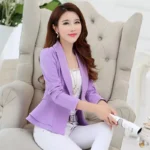  Spring Outfit New Long Sleeved Suit Jacket Women's Jacket Korean Slim Fit Ruffled Edge Blazer Women's Short Solid Colored Suit