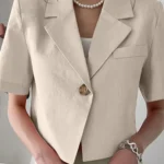VONDA Elegant Summer Blazer Women Short Sleeve Suit Collar OL Coat 2023 Fashion Outwear Solid Color Casual Button Tunic Tops