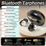 TWS Earbuds Ear Clip Bluetooth 5.4 Earphones 28H Playtime ENC Noise Cancelling IPX4 Waterproof Handsfree for iOS/Android - Black