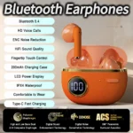 TWS Earbuds Semi-In-Ear Bluetooth Earphones 28H Playtime HD Stereo Sound ENC Noise Cancelling IPX4 Waterproof Handsfree - Orange