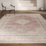 VIKAMA Bohemian Faux Wool Rug - Ultra-Thin, Stain-Resistant,Non-Slip Carpet for Study Room & Living Room,Soft Floor Mat Home Dec