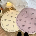 VIKAMA Cute Wind Carpet Children's Room Round Floor Cushion Checkroom Dressing Foot Cushion Bedroom Bedside Round Rug Home Decor