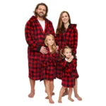 Red Plaid Matching Family Christmas Pajamas Set Long Sleeve Nightgown for Parents and Children Festive Holiday Sleepwear