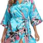 Satin Silk Women Wedding Bridemaid Robe Sexy Crane Print Bathrobe Short Long Kimono Night Gown Robe Fashion Dressing Gown Female