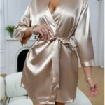 Women's Short Kimono Robe Silky Satin Bathrobe Bride Bridesmaids Getting Ready Sleepwear Soft Nightgown