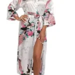 Sexy Women Long Robe With Pocket Wedding Bride Bridesmaid Dressing Gown Rayon Kimono Bathrobe Large Size S-XXXL Night Dress