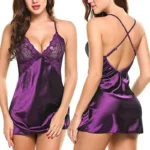 Sexy Lace Satin Silk Nightdress Women Lingerie Sleepwear Sex Hot Erotic Top Underwear Nightgown Babydolls Pajamas Exotic Costume