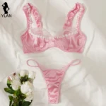 Fine Satin Lingerie Sexy Underwear 2 Piece Women Set Lingerie Seamless Bra Brief Sets Lace Patchwork Erotic Lingerie Intimate