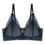 New Women's Bra French Triangle Cup Underwear Women's Thin Sexy Lace Beautiful Back Buckle Small Bra Gathering No Steel Ring Bra