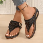 Bling Crystal Soft Platform Sandals Women Summer 2025 Clip Toe Non-Slip Wedge Sandals Woman Thick Bottom Casual Flip Flops
