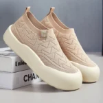 Women's Comfort Mother Shoes Soft PU Sole Breathable Lightweight Casual Walking Shoes Thick Cushion Non-Slip Fashion