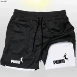 Men's Summer 2-in-1 Double Layer Shorts Gym Fitness Exercise Slow Running Breathable Elastic Compression Men Double Layer Short