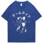 Men’s Harajuku Hip Hop T-Shirt Japanese Kanji Print Cotton Casual Streetwear Short Sleeve Tee