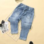 Women Spring Summer Embroidery Jeans Elastic Waist Ankle Length Denim Pants Office Casual Loose Trousers