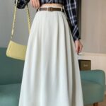 Autumn Winter Women High Waist Midi Skirt Elegant Loose Korean Fashion Skirt