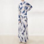 Miyake Pleated Lace Skirt Set 2023 Printed T-Shirt High Waist Two Piece Suit