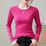 Women’s Korean Long Sleeve Basic T-Shirt – Autumn Slim Fit O-Neck Top