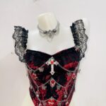 Women’s Y2K Gothic Skull Corset Crop Top – Harajuku E-Girl Punk Tank