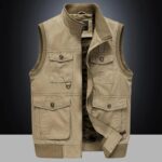 Men’s Cotton Travel Cargo Vest – Multi-Pocket Sleeveless Tactical Reporter Jacket (M–4XL)