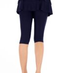 Women’s Dark Blue Skirted Swim Leggings UPF 50+ Sun Protection Cover-Up Pants