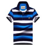 Men’s Casual Stripe Polo Shirt – Slim Fit Embroidered Summer Top